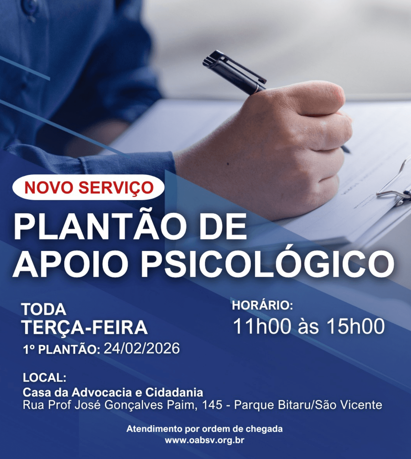 Plantão de Apoio psicológico (terças-feiras)